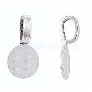 Tibetan Style Alloy Glue On Flat Pad Pendant Bails, Flat Round, Cadmium Free & Lead Free, Antique Silver, 18x10x5.5mm, Hole: 6x3.5mm(TIBEP-1124-AS-LF)