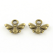 Tibetan Style Alloy Charms, Bees, Cadmium Free & Lead Free, Antique Bronze, 9.5x11x2mm, Hole: 1.5mm, about 2380pcs/1000g(TIBE-Q050-73AB-LF)