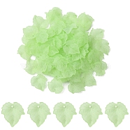 80Pcs Autumn Theme Transparent Frosted Acrylic Pendants, Maple Leaf, Lime Green, 24x22.5x3mm, Hole: 1mm, 20pcs/color(SACR-YW0001-58-B)