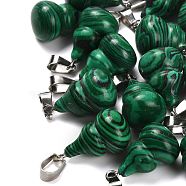 Synthetic Malachite Pendants, with 201 Stainless Steel Finding, Gourd, 22~23x13mm, Hole: 4x7mm(G-B127-03P-07)