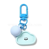 Cartoon Smiling Face Acrylic Pendant Keychain, with Candy Ball Charm and Alloy Finding, for Car Bag Decoration, Cloud, 62~67mm(KEYC-D017-01C)