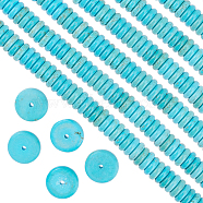 1 Strand Natural Howlite Beads Strands, Dyed & Heated, Flat Round/Disc, Turquoise, 10x3mm, Hole: 1mm, about 82pcs/strand, 15.75 inch(40cm)(TURQ-SC0001-24)