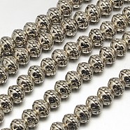 Tibetan Style Round Alloy Bead Strands, Lead Free & Nickel Free & Cadmium Free, Antique Silver, 8x7mm, Hole: 1.5mm, about 34pcs/strand, 8 inch(TIBEB-O007-19-NR)