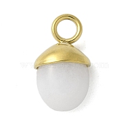 304 Stainless Steel Natural Quartz Crystal Pendants, Rock Crystal Acorn Charms, Real 18K Gold Plated, 15.5~16x9~9.5x5~6mm, Hole: 3mm(STAS-L277-07G-09)