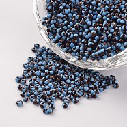 12/0 Opaque Colours Seep Glass Beads, Round Seed Beads, Sky Blue, 1.5~2x2mm, Hole: 0.5mm, about 22500pcs/450g(SEED-M008-C25)