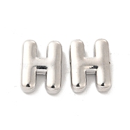 Alloy Beads, Long-Lasting Plated, Cadmium Free & Lead Free, Letter, Letter.H, 14x11x4.5mm, Hole: 2mm(PALLOY-E024-28H-P)