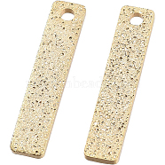 BENECREAT 50Pcs Brass Charms, Long-Lasting Plated, Textured, Rectangle, Real 14K Gold Plated, 15x3x1mm(KK-BC0003-02)