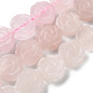 Natural Rose Quartz Beads Strands, Carved Rose, 15.5~16x4.5~5.5mm, Hole: 1mm, about 25pcs/strand, 15.55''(39.5cm)(G-B065-B16)