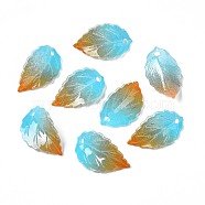 Plastic Pendants, Leaf, Light Sky Blue, 22.5~23x13~13.5x4mm, Hole: 1.2mm(KY-N015-040C)