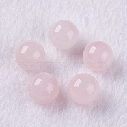 Natural Rose Quartz Beads, Half Drilled, Round, 6mm, Hole: 1mm(X-G-K275-28-6mm)