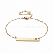 Custom Bracelet, Rectangle Pendants with Stainless Steel Chains, Engraved Custom Text, Golden, Pendant Size: 36x6x1.7mm, Chain Length 6~9inch Adjustable(BJEW-TW0002-R03-G)