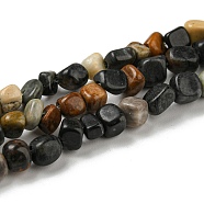 Natural Picasso Stone/Picasso Jasper Bead Strands, Tumbled Stone, Nuggets, 3~7.5x4.5~6x3~6mm, Hole: 1mm, about 61~66pcs/strand, 15.16''~15.35''(38.5~39cm)(G-F465-09A)