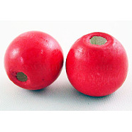 Dyed Natural Wood Beads, Round, Nice for Children's Day Gift Making, Lead Free, Red, about 14mm wide, about 13mm high, hole: 4mm(X-TB095Y-1)
