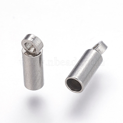 304 Stainless Steel Cord Ends, End Caps, Stainless Steel Color, 8x2.5mm, Hole: 1.5mm, Inner Diameter: 2mm(X-STAS-P162-11-2mm)