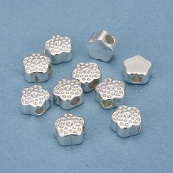 304 Stainless Steel Bead Rhinestone Settings, Flower, Silver, 9x9x4.5mm, Hole: 3mm, Fit for 1.2mm Rhinestone(STAS-H398-01S)