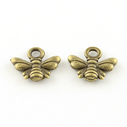 Tibetan Style Alloy Charms, Bees, Cadmium Free & Lead Free, Antique Bronze, 9.5x11x2mm, Hole: 1.5mm, about 2380pcs/1000g(TIBE-Q050-73AB-LF)