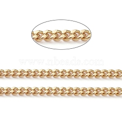 Brass Curb Chains, Twisted Chains, Diamond Cut Chains, Soldered, Faceted, Long-Lasting Plated, with Spool, Real 18K Gold Plated, 2.9x2.1x1mm, about 32.8 Feet(10m)/roll(CHC-G005-05G)