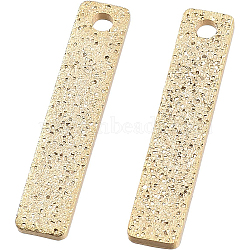 BENECREAT 50Pcs Brass Charms, Long-Lasting Plated, Textured, Rectangle, Real 14K Gold Plated, 15x3x1mm(KK-BC0003-02)