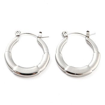 Ring 304 Stainless Steel Hoop Earrings for Women, Stainless Steel Color, 24x22x3mm