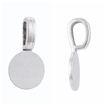 Tibetan Style Alloy Glue On Flat Pad Pendant Bails, Flat Round, Cadmium Free & Lead Free, Antique Silver, 18x10x5.5mm, Hole: 6x3.5mm