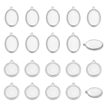Unicraftale 20Pcs 2 Style 304 Stainless Steel Pendants, Mixed Shapes, Stamping Blank Tag, Stainless Steel Color, 10pcs/style