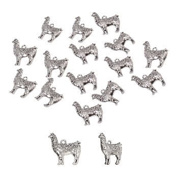 Tibetan Style Zinc Alloy Pendants, Llama/Alpaca, Antique Silver, 25x22x3mm, Hole: 1mm