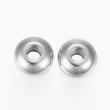 201 Stainless Steel Spacer Beads, Disc, Stainless Steel Color, 6x3mm, Hole: 2mm