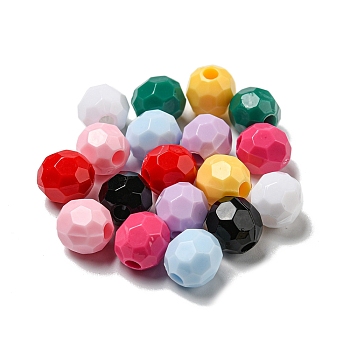 Opaque Acrylic Beads, Round, Mixed Color, 10x9.5mm, Hole: 3mm, about 1000pcs/500g