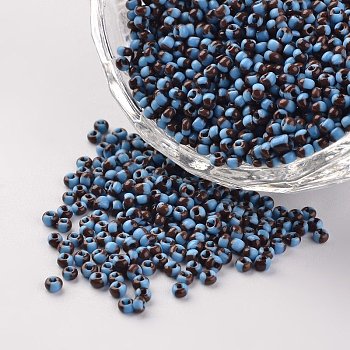 12/0 Opaque Colours Seep Glass Beads, Round Seed Beads, Sky Blue, 1.5~2x2mm, Hole: 0.5mm, about 22500pcs/450g