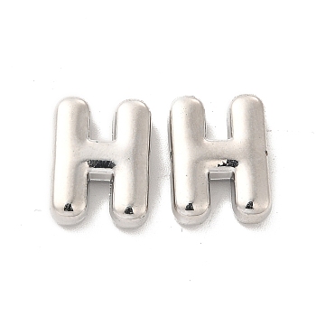 Alloy Beads, Long-Lasting Plated, Cadmium Free & Lead Free, Letter, Letter.H, 14x11x4.5mm, Hole: 2mm