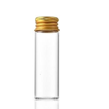 Glass Bottles Bead Containers, Screw Top Bead Storage Tubes with Golden Plated Aluminum Cap, Column, Clear, 2.2x7cm, Capacity: 17ml(0.57fl. oz)