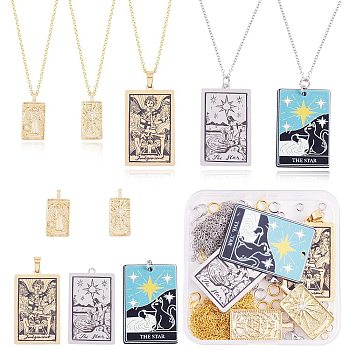 DIY Jewelry Tarot Pendant Necklace Making Kits, Including Metal/Acrylic Pendants with Cubic Zirconia, Brass Cable Chains, Stainless Steel Lobster Claw Clasps, Mixed Color