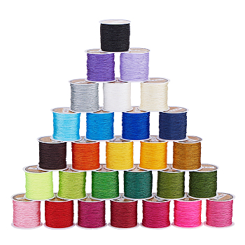 Nylon Thread Cord, DIY Braided Ball Jewelry Making Cord, Mixed Color, 0.8mm, 35m/roll, 28colors, 1roll/color, 28rolls/set