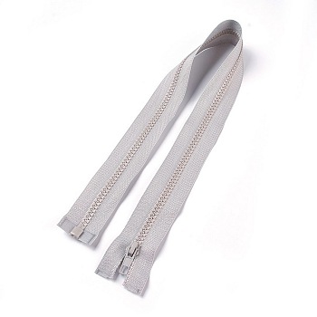 Garment Accessories, Nylon and Resin Zipper, with Alloy Zipper Puller, Zip-fastener Components, Light Grey, 57.5x3.3cm