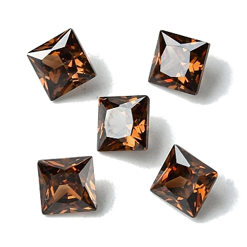 Cubic Zirconia Cabochons, Point Back, Square, Sienna, 8x8x4mm