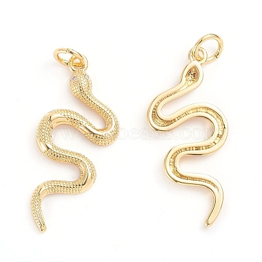 Golden Clear Snake Brass+Cubic Zirconia Pendants