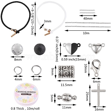Bracelets de couple à fermoir magnétique cœur et rond(DIY-SZ0006-27)-2