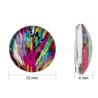 Mosaic Printed Glass Half Round/Dome Cabochons(GGLA-N004-12mm-G)-3