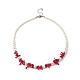 Dyed Synthetic Red Coral Chips & Natural Shell Pearl Graduated Beaded Necklaces for Women(NJEW-TA00065)-1