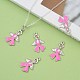 Breast Cancer Awareness Ribbon with Angel Wing Platinum Color Pearl Pink Alloy Rhinestone Enamel Pendants(X-ENAM-D001-2)-5