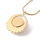 Natural Quartz Flat Round Pendant Necklace with 304 Stainless Steel Snake Chain(NJEW-K244-03G)-4