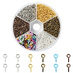1800Pcs 6 Colors Iron Screw Eye Pin Peg Bails, For Half Drilled Beads, Mixed Color, 8x4x1mm, Hole: 2mm, 300pcs/color(IFIN-YW0003-66)