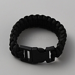 Survival Polyester Cord Bracelet with Plastic Clasps for Hiking Camping Outdoor, Black, 9-1/8 inch(23.1cm)(BJEW-WH0018-54F)