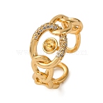 Brass Micro Pave Cubic Zirconia Adjustable Ring Settings, for Half Drilled Beads, Real 18K Gold Plated, 10.5mm, Inner Diameter: Adjustable(KK-C115-01G)