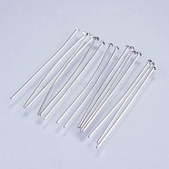 304 Stainless Steel Flat Head Pins, Stainless Steel Color, 30x0.6mm, 22 Gauge, Head: 1.5mm(STAS-F145-07P-0.6x30mm)