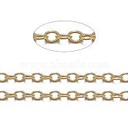 Brass Cable Chains, Soldered, with Spool, Oval, Cadmium Free & Lead Free, Long-Lasting Plated, Golden, 2x1.5x0.35mm, about 301.83 Feet(92m)/roll(CHC-034Y-G)
