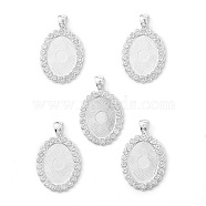 Oval Alloy Rhinestone Pendant Cabochon Settings, Cadmium Free & Lead Free, Picture Memory Frame Pendants, Silver Color Plated, Crystal, Tray: 18x25mm, 43x27x3mm, Hole: 4x7mm, 38pcs/bag(ALRI-T354-01S)