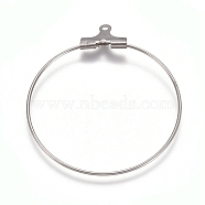 304 Stainless Steel Pendants, Hoop Earring Findings, Ring, Stainless Steel Color, 22 Gauge, 35.5x31x0.6mm, Hole: 1mm(STAS-E482-11E)