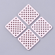 Spray Painted Acrylic Filigree Joiners Links, Rubberized Style, Square, Pink, 34.5x34x4mm, Hole: 2.5mm(MACR-S361-25A)