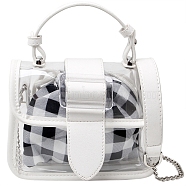 Women's Crossbody Bags with Tartan Pattern Drawstring Inner Bag, Transparent Ita Bags, Display Collector Bag for Anime Cosplay, White, 18x6x14cm(PW-WG87521-01)